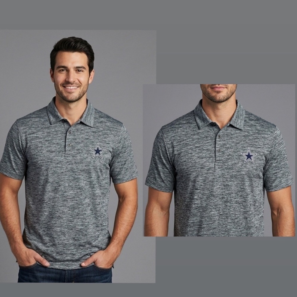 Dallas Cowboys Authentic Mens‎ Polo Shirt Size Medium Gray Heather Performance